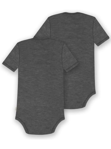 Normani Outdoor Sports 2er Set Baby Merino Body Kurzarm Tauranga in Anthrazit
