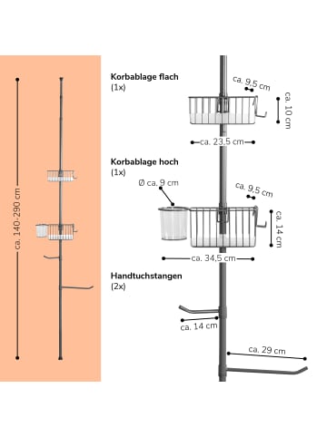 bremermann Teleskop-Badregal ca. 140 bis 290 cm