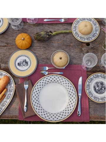 Villeroy & Boch 6er Set Brotteller Audun Chasse ø 16 cm in weiß-grau-gelb