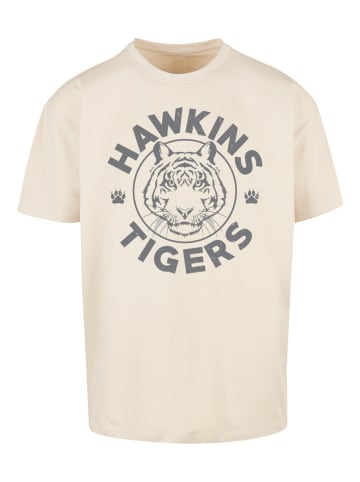 F4NT4STIC Oversize T-Shirt Stranger Things Hawkins Grey Tiger in sand