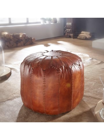 FineBuy Hocker und Sitzsäcke in Braun / Leder / 52x52x52