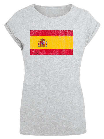 F4NT4STIC T-Shirt Spain Spanien Flagge distressed in grau meliert