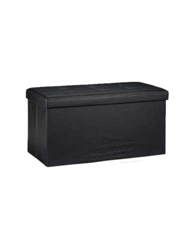 relaxdays Sitzbank Stauraum in Schwarz - (B)76 x (H)38 x (T)38 cm