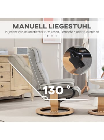 HOMCOM Relaxsessel mit Hocker in Grau 76L x 85B x 104H cm
