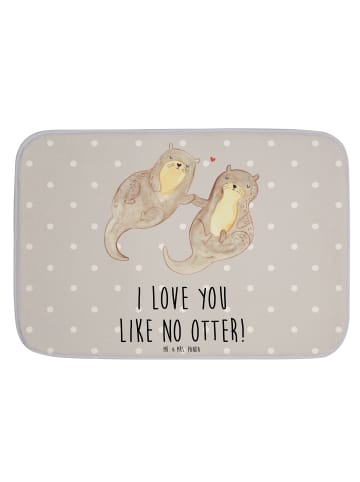Mr. & Mrs. Panda Badvorleger Otter Hände halten mit Spruch in Grau Pastell