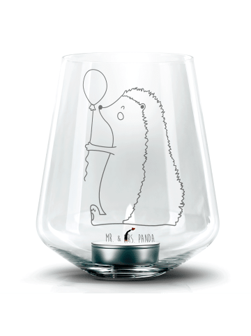 Mr. & Mrs. Panda Glas Windlicht Igel Luftballon ohne Spruch in Transparent