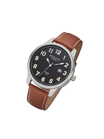 Regent Analog-Armbanduhr Regent Lederarmband braun groß (ca. 41mm)