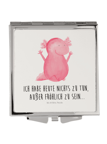 Mr. & Mrs. Panda Klappspiegel Axolotl Hurra mit Spruch in Weiß