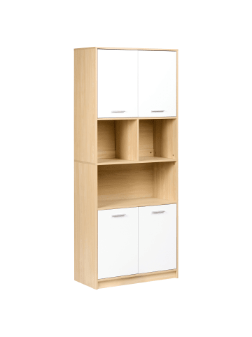 Beliani Bücherregal ZEHNA in Braun/Weiß - (W) 80 x (H) 197 x (L) 40 cm