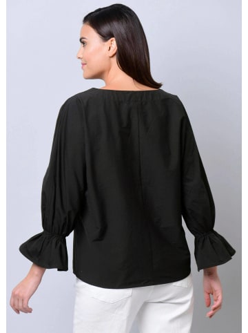 Alba Moda Hemdbluse mit Volant und V-Ausschnitt in schwarz