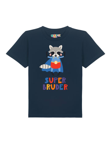 wat? Apparel T-Shirt Waschbär Superbruder in Dunkelblau