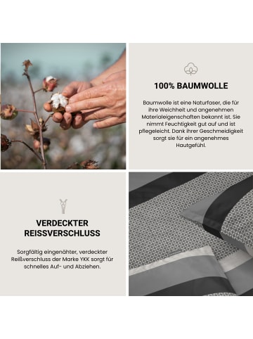 Schiesser Baumwollsatin-Bettwäsche-Set Dion in Grau