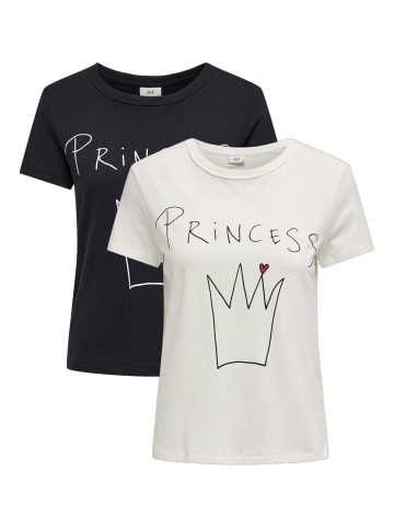 JACQUELINE de YONG Bedrucktes Princess T-Shirt 2-er Stück Set JDYMICHIGAN in Schwarz-Weiß