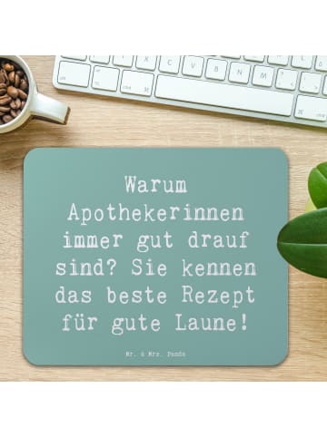 Mr. & Mrs. Panda Mauspad Spruch Glückliche Apothekerin mit Spruch in Meeresbrise