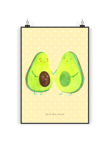 Mr. & Mrs. Panda Poster Avocado Pärchen ohne Spruch in Gelb Pastell