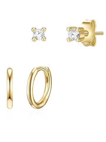 Glanzstücke München 2er Set Ohrstecker/Creolen Sterling Silber gelbgold Zirkonia weiß in gelbgold