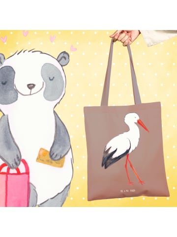 Mr. & Mrs. Panda Tragetasche Storch ohne Spruch in Braun Pastell