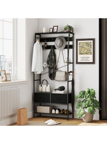 HOMCOM Garderobenständer-80L x 30B x 180,5H cm-Schwarz