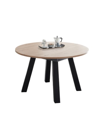 58 aufm Kessel ESSTISCH Rund ausziehbar Edda 3 Ø110 Küchentisch Schwarzstahl/Asteiche