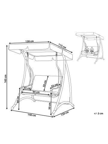 Beliani Gartenschaukel TESERO in Grau - (W) 146 x (H) 165 x (L) 120 cm