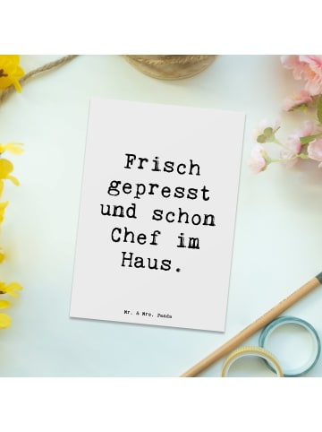 Mr. & Mrs. Panda Postkarte Baby Chef mit Spruch in Weiß