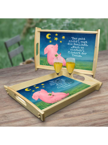 Sofatablett Schwein Glück Design mit Spruch in Weiß