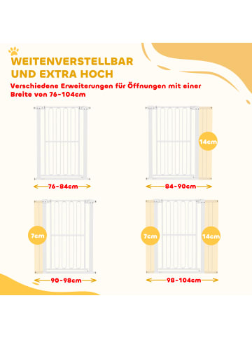 Pawhut Hunde Türschutzgitter Weiß 76-104B x 94H cm