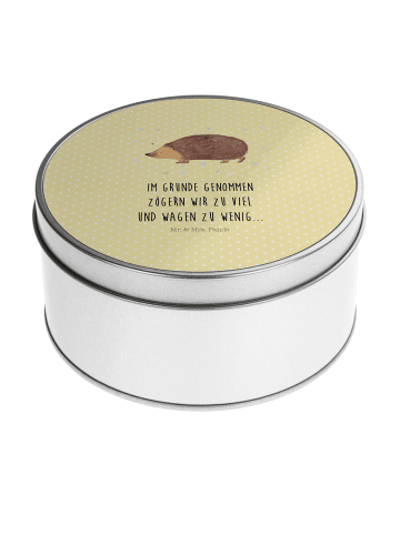 Mr. & Mrs. Panda Aufbewahrungsbox Igel Herzen mit Spruch in Gelb Pastell