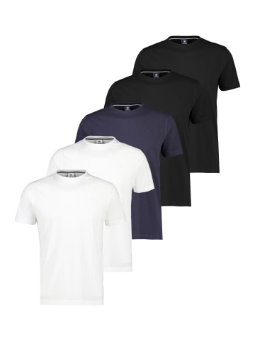 Lerros T-Shirt Basic in Weiß / schwarz / dunkelblau