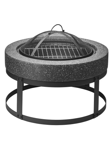 Gartenfreude Fire Pit mit Grillfunktion aus Metall, mit Grillrost und Feuerhaken in schwarz