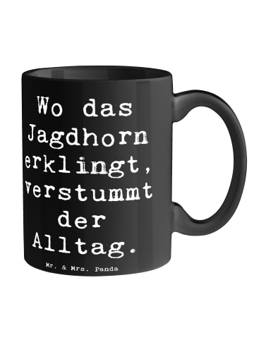 Mr. & Mrs. Panda Keramtiktasse Spruch Jagdhorn Melodie mit Spruch in Schwarz