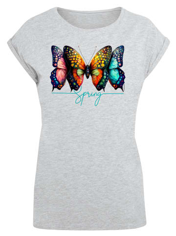 F4NT4STIC Extended Shoulder T-Shirt Schmetterling Illusion in grau meliert