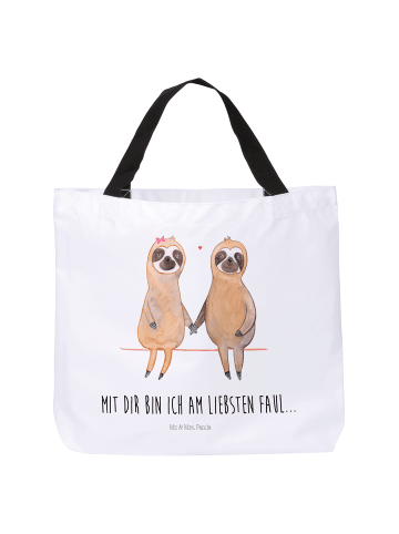 Mr. & Mrs. Panda Reisetasche Nasenbär mit Spruch in Weiß