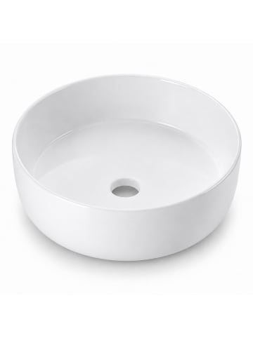 relaxdays Aufsatzwaschbecken in Weiß - (H)16 x Ø40,5 cm