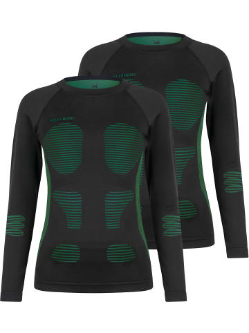 normani 2 x Thermooberteil Langarm Shirt Skiunterwäsche für Damen in Grün