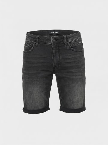 KOROSHI Kurze jeans strick-denim regular in Schwarzer denim