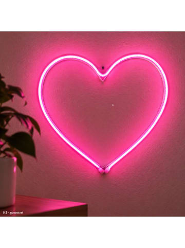 MARELIDA LED Herz Neon Schild Dekoleuchte Neonlicht Dekoobjekt pinkes Herz 27cm