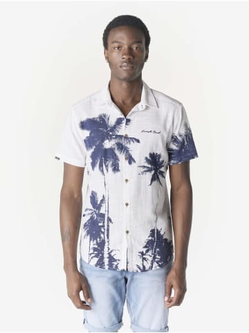 KOROSHI All-over slub freizeithemd sommer in weiß