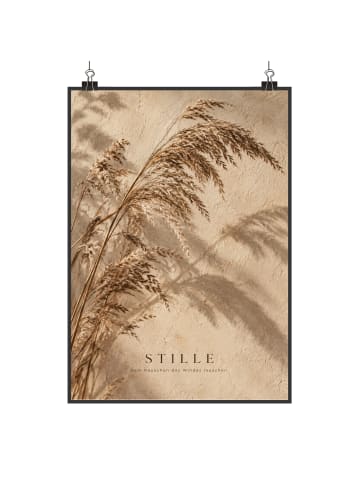Wandbild Riedgras minimalistisch Design mit Spruch in Weiß