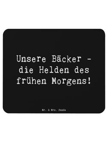 Mr. & Mrs. Panda Mauspad Spruch Bäcker Helden mit Spruch in Schwarz