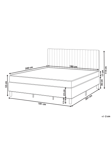 Beliani Doppelbett COUNTESS  in Beige/Braun - (W) 181 x (H) 114 x (L) 201 cm