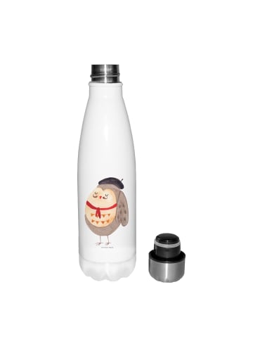 Mr. & Mrs. Panda Trinkflasche Eule Frankreich ohne Spruch in Weiß