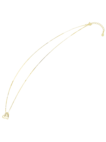 Adeliás Damen Halskette mit Anhänger – Herz aus 925 Silber in gold