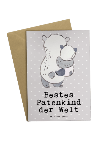 Mr. & Mrs. Panda Grußkarte Panda Bestes Patenkind der Welt mit S... in Grau Pastell