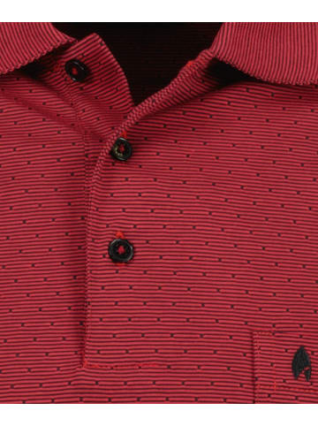 Ragman Softknitpolo mit Minimaldessin, Langarm in Rot