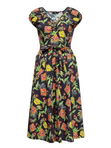 Queen Kerosin Queen Kerosin Swing Kleid Hibiskus Black in schwarz