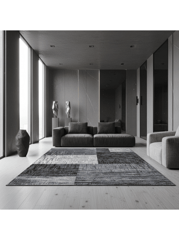 KADIMA DESIGN Teppich Kurzflor Waschbar Abstrakt-Karo INN Strapazierfähig OEKO-TEX