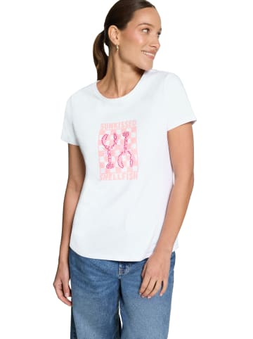 Zero  Printshirt mit Aufdruck in Patch White/Rosé