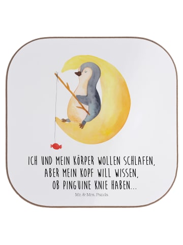 Mr. & Mrs. Panda Untersetzer für Gläser Pinguin Mond mit Spruch in Weiß