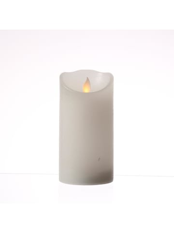 MARELIDA LED Kerze mit beweglicher Flamme Echtwachs Rustik-Optik H: 15cm in weiß